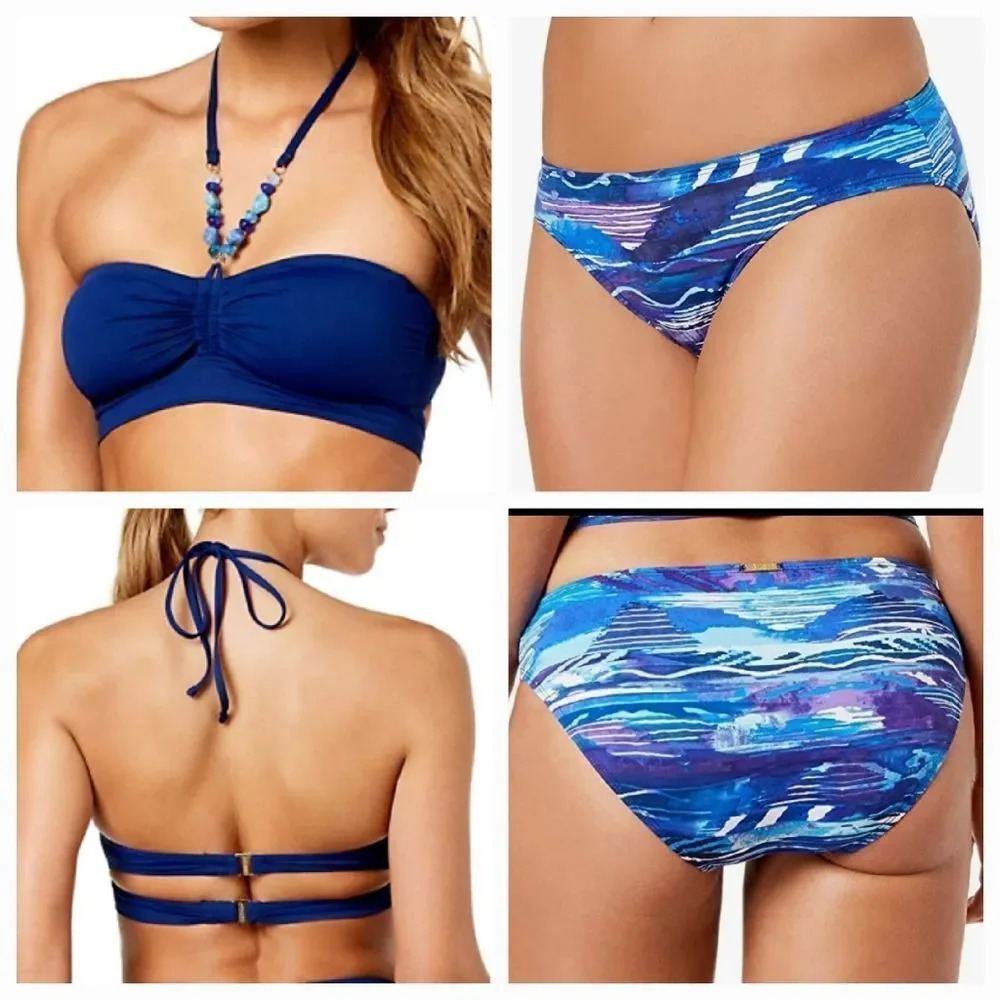 Lauren Ralph Lauren Beach Club Solids Long Line Bandeau Top & Bottom
